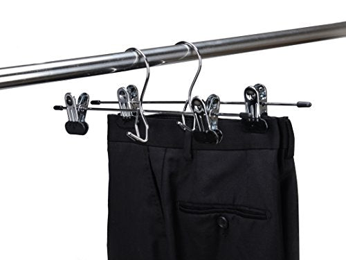 6 Pc Heavy Duty Metal Pants Hangers with Adjustable Clips Q3656