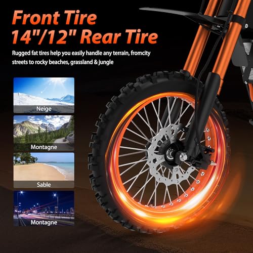 14"/12" Fat Tire 2000W Electric Dirt Bike with 48V 21AH Battery K217596