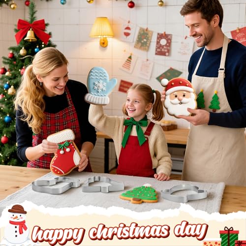 6 Pcs Large Stainless Steel Christmas Cookie Cutters Z631