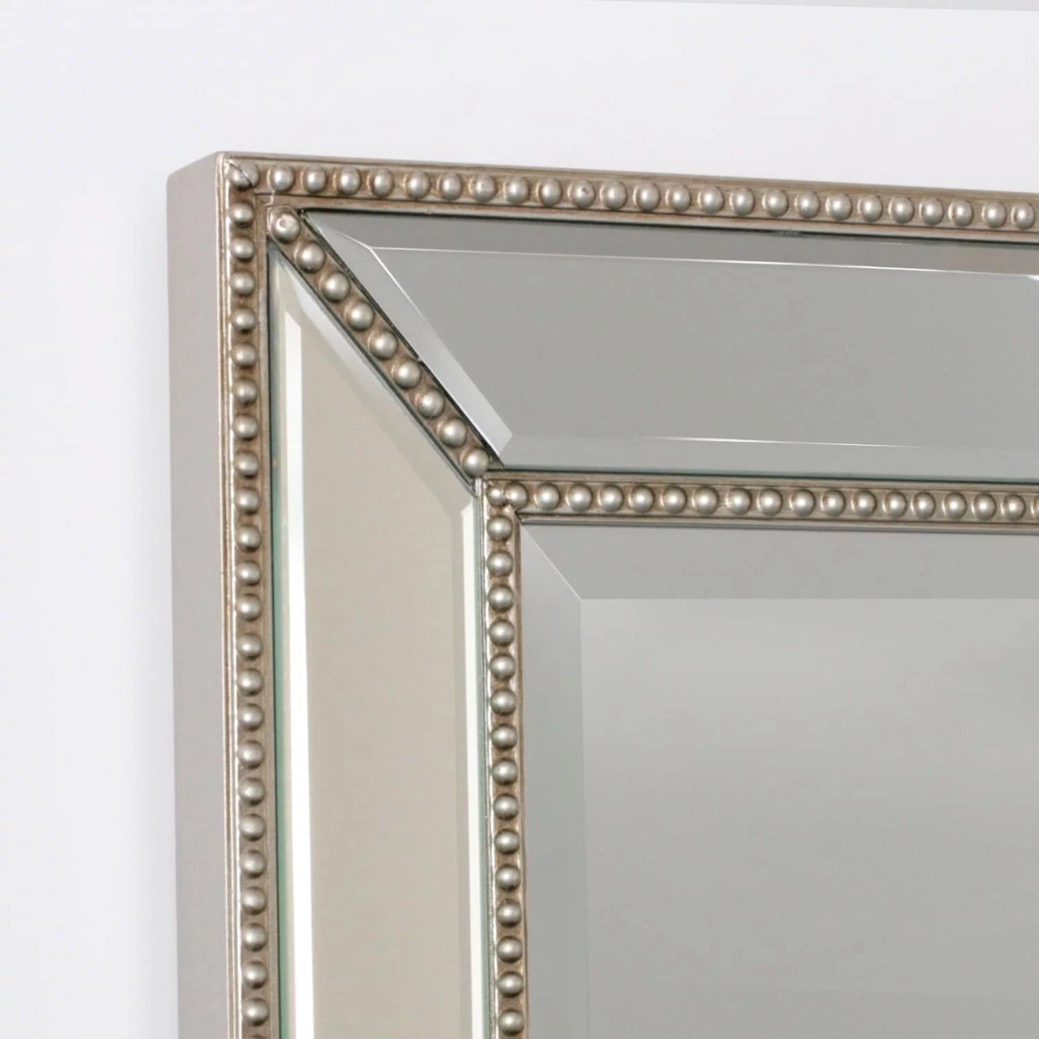 Champagne Silver Beaded Glass Framed Vanity Mirror 20"x32" E744385