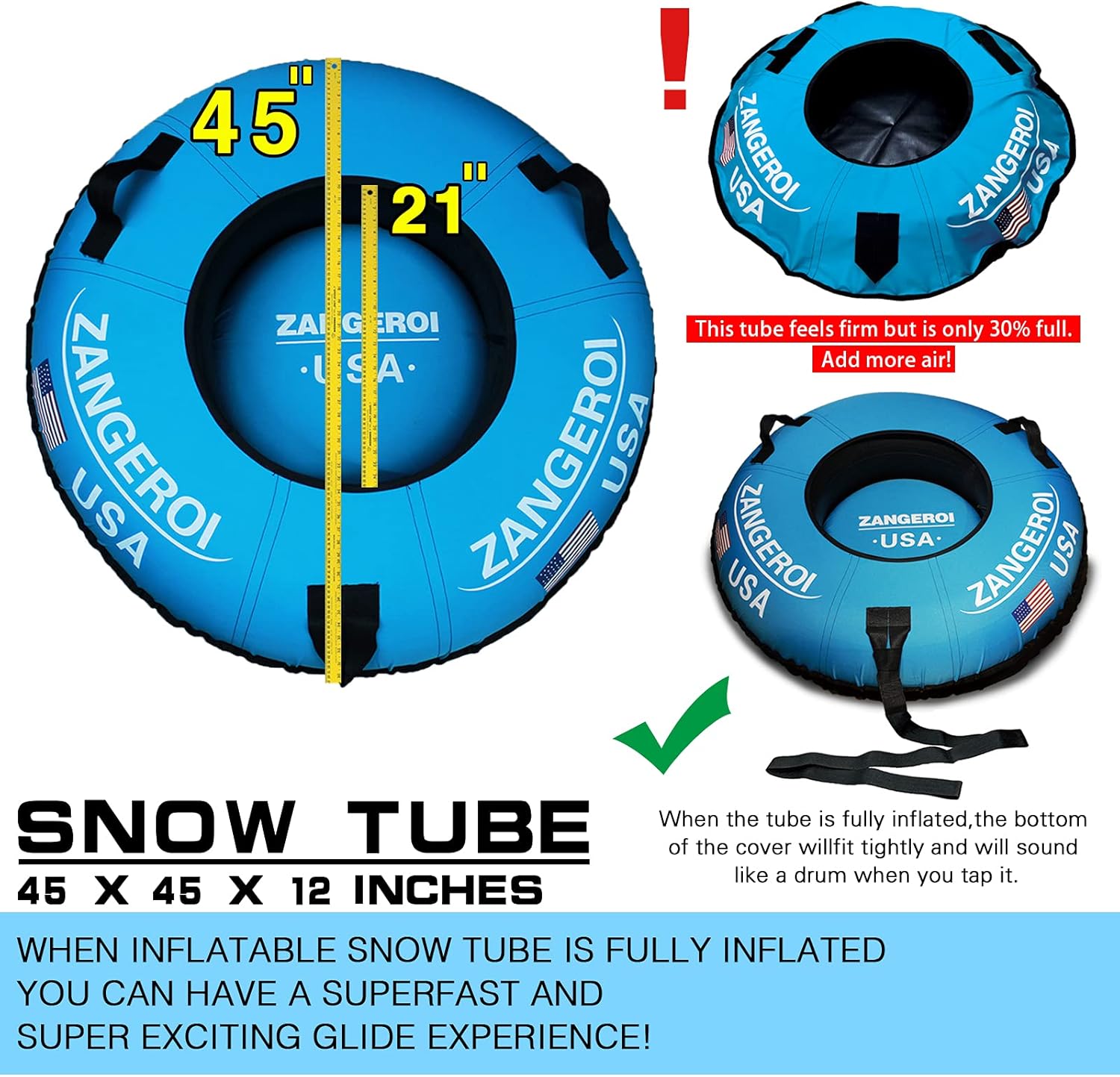 45 inch Heavy Duty Inflatable Snow Tube with Cover Z822031