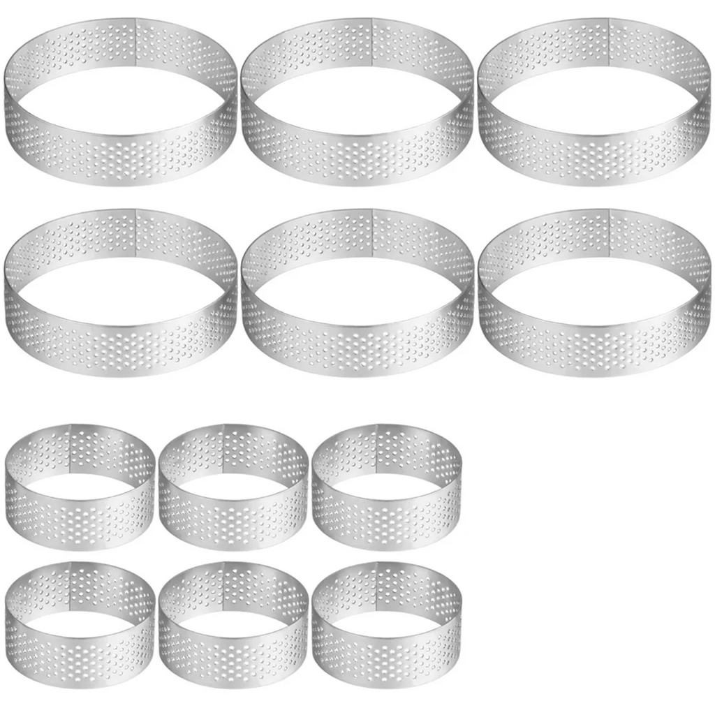 12 x Round Stainless Steel Tart Rings F889