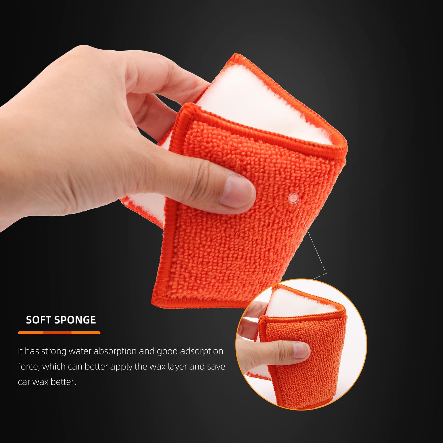 8Pcs Microfiber Car Wax Applicator Sponge, 6in x 3.3in x 0.8in B985971