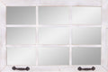 Distressed White Windowpane Wall Accent Mirror U980