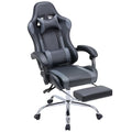 Grey PU Leather Reclining Gaming Chair with Footrest N106495