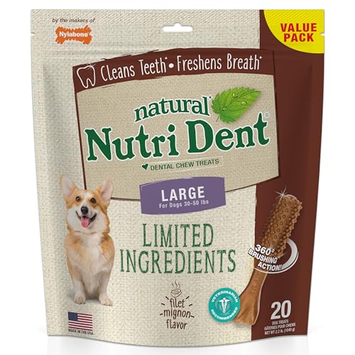Natural Dog Dental Chews, Large (20 Count) Q96076