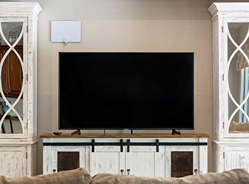 Ultra-Thin Indoor TV Antenna 35 Mile Range Black White T3313