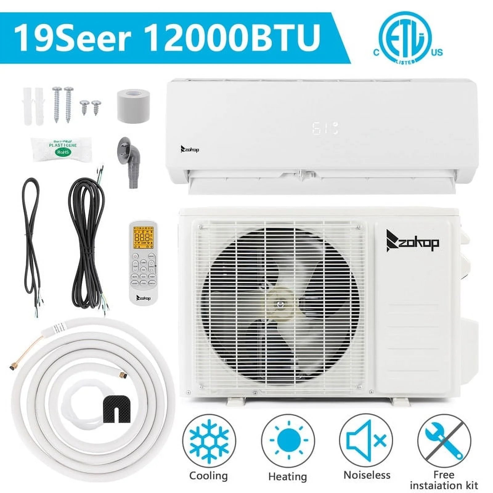 12000BTU 19Seer Mini Split Air Conditioner with Heating Function C94001