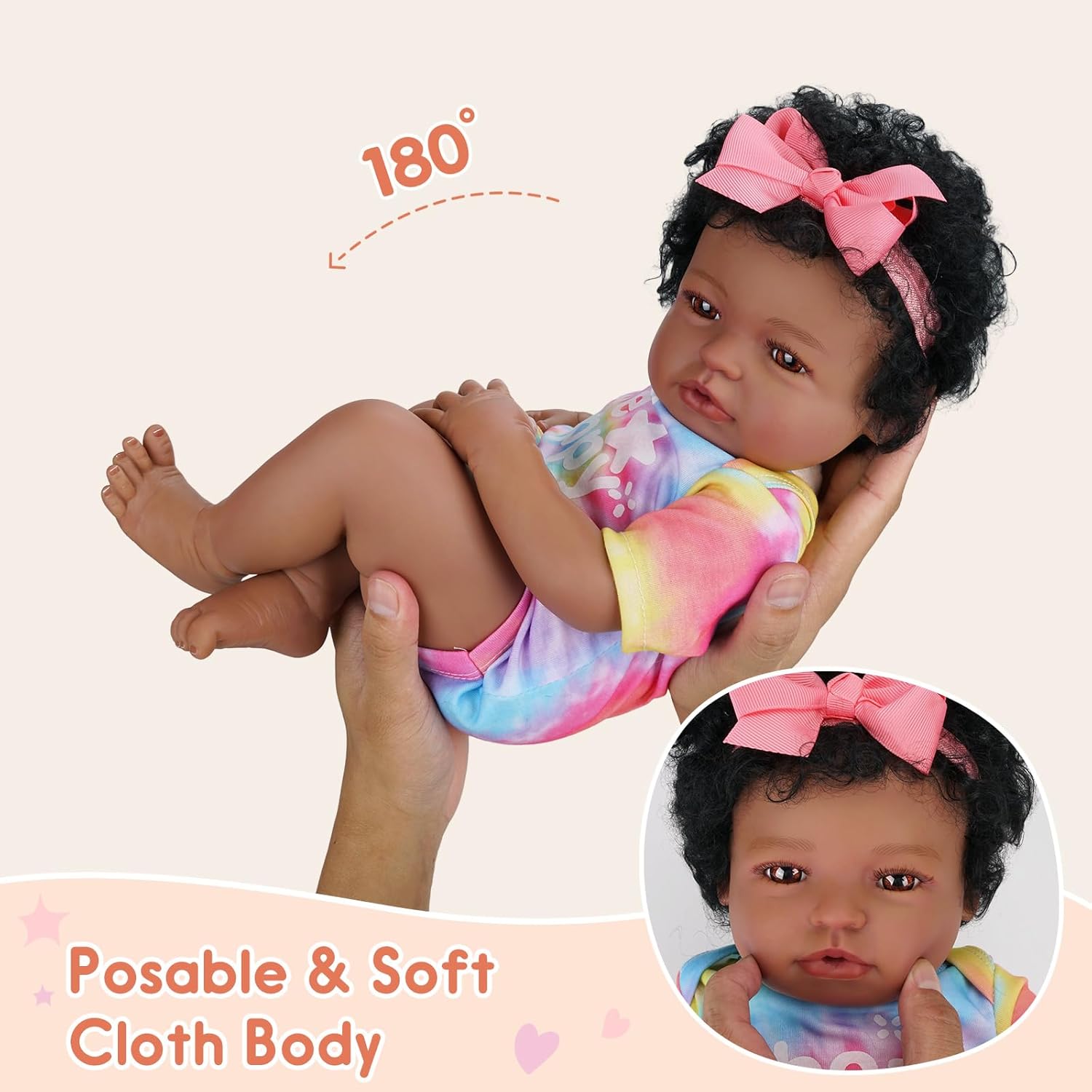 20 Inch Cloth Body Brown Eyes Reborn Baby Doll K872