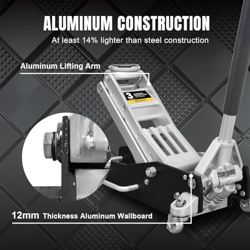 1.5 Ton Hydraulic Low Profile Aluminum and Steel Racing Floor Jack with Dual Piston Quick Lift Pump M25812