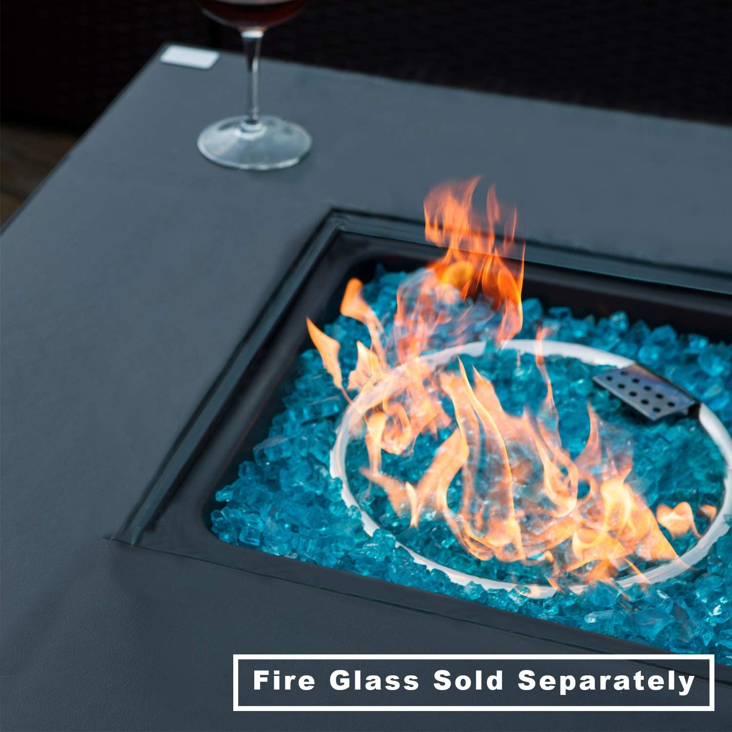 32-inch Square Espresso Brown Wicker Propane Fire Table O196