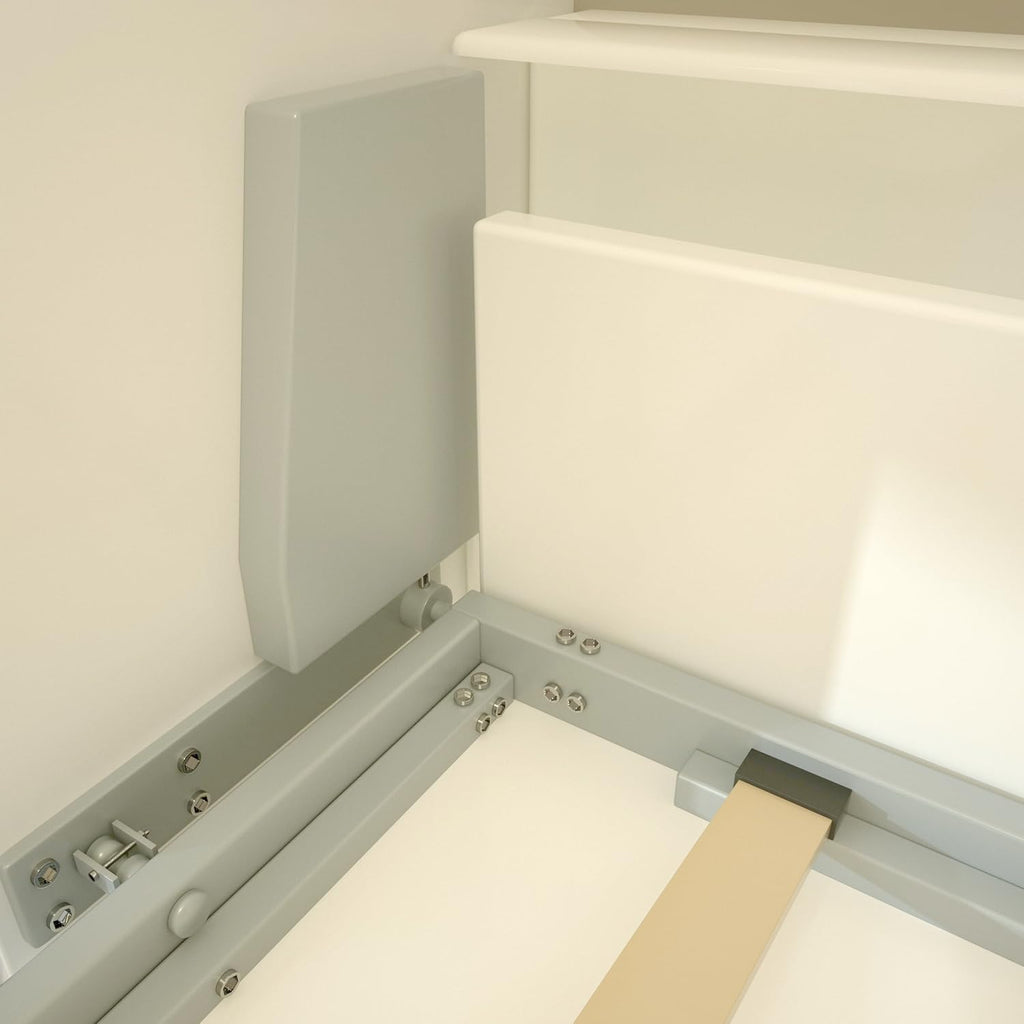 White Twin Size Wall Bedframe with Six Storage Shelf B62002