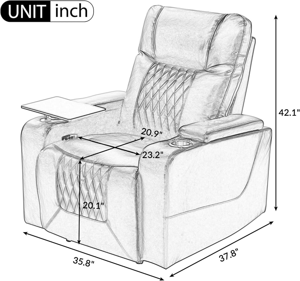 Power Recliner Chair with USB Port and Cup Holders G976958