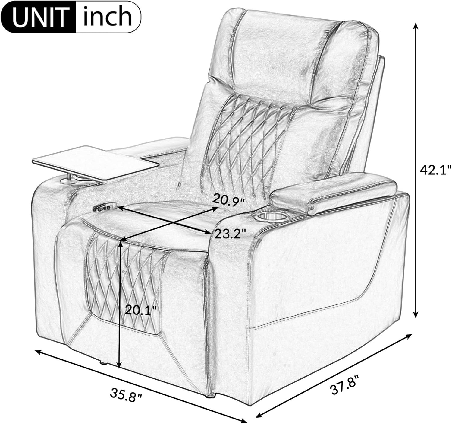 Power Recliner Chair with USB Port and Cup Holders G976958