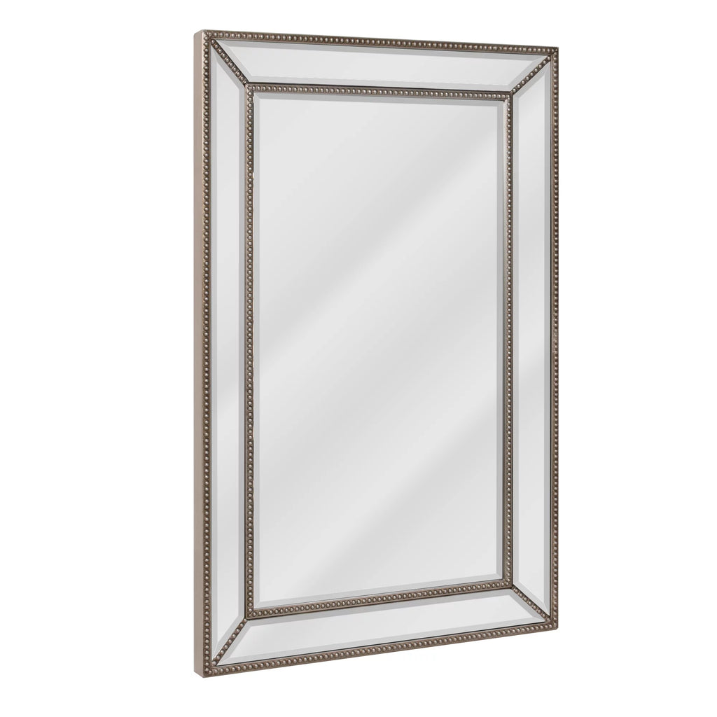Champagne Silver Beaded Glass Framed Vanity Mirror 20"x32" E744385