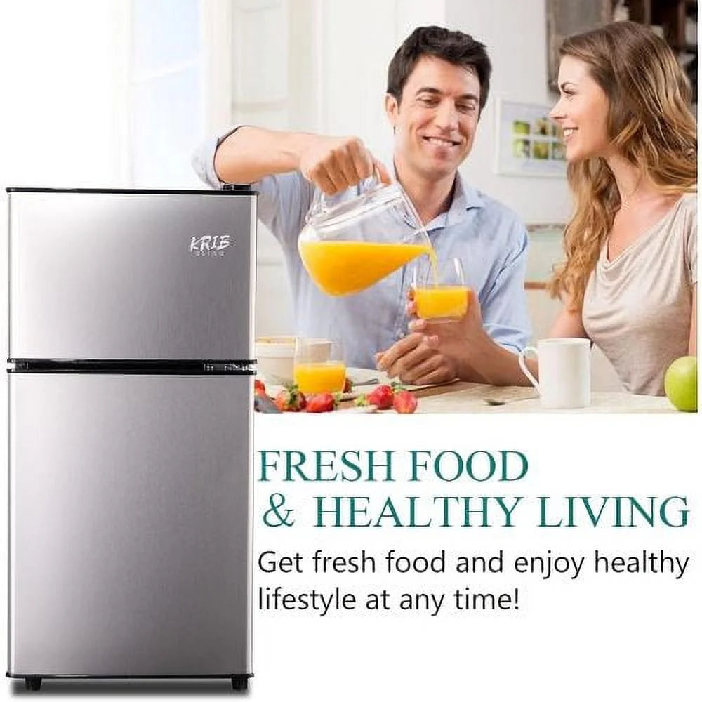 Silver Compact Mini Fridge with Freezer and 2 Door P477417