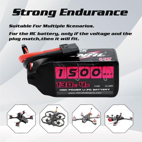 1500mAh 130C 4S Lipo Battery 14.8V with XT60 Plug (2 Packs) L833