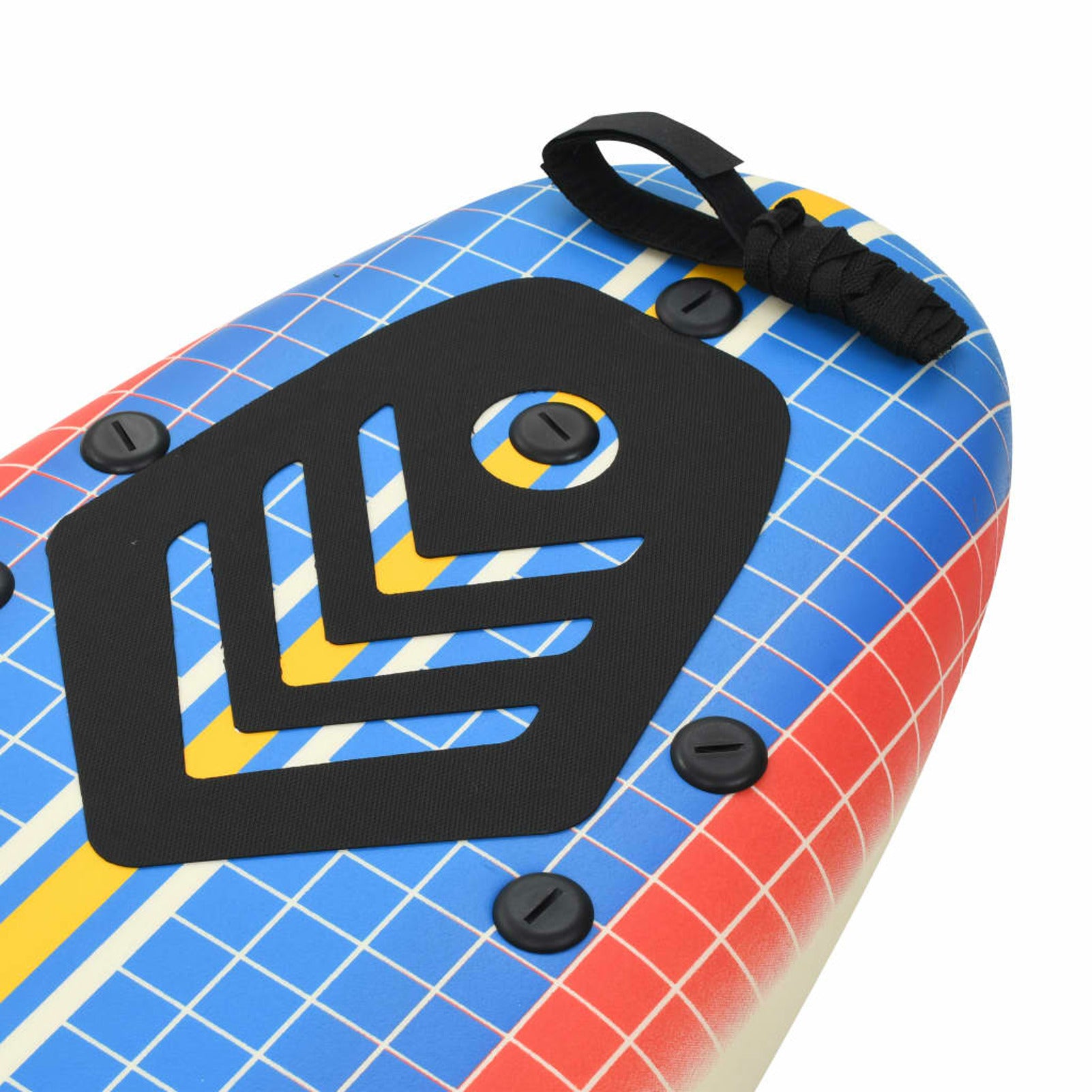 Surfboard with Leash and Plastic Fins 66.9 x 18.4 x 3.1 Inches W9233