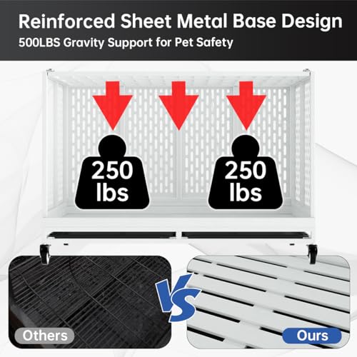 48 Inch Heavy Duty Metal Dog Crate with Wheels, Folding, Removable Tray I424