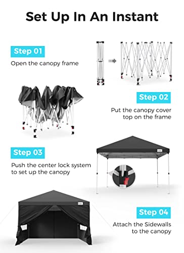 Black 10x10 Ft Pop up Canopy Tent with Window and Removable Sidewall B530