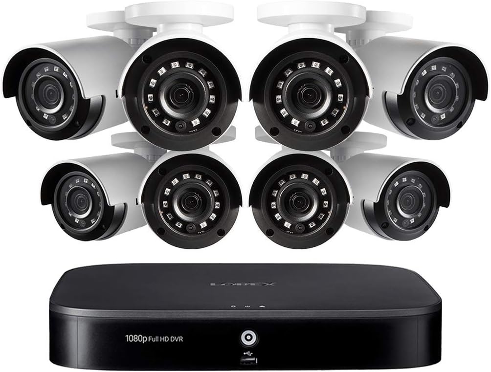 1080p HD 8-Channel Security System with Eight Weatherproof Bullet Security Camera T874302