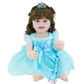 22 Inch Lifelike Full Body Vinyl Silicone Reborn Baby Doll with Long Hair Q413452