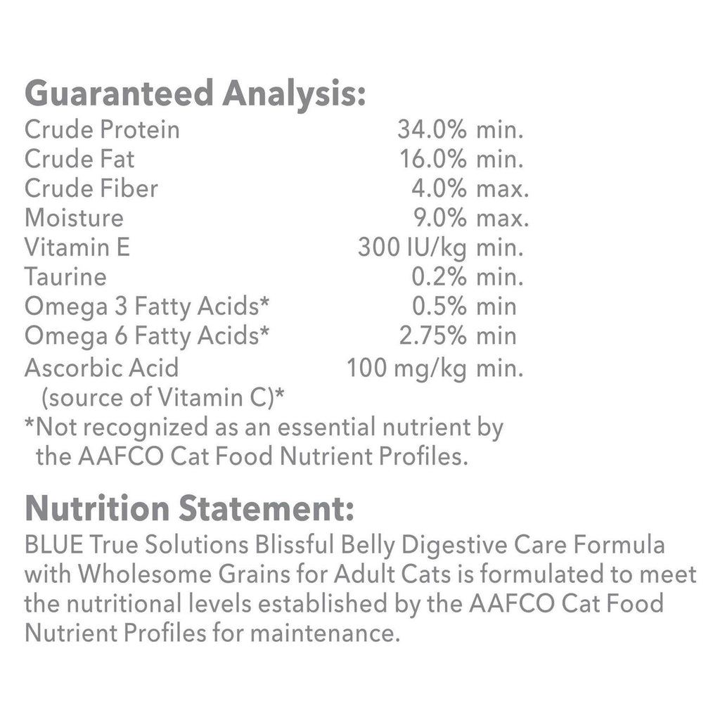 Blue Buffalo True Solutions Blissful Belly Digestive Care Adult Dry Cat Food B2920