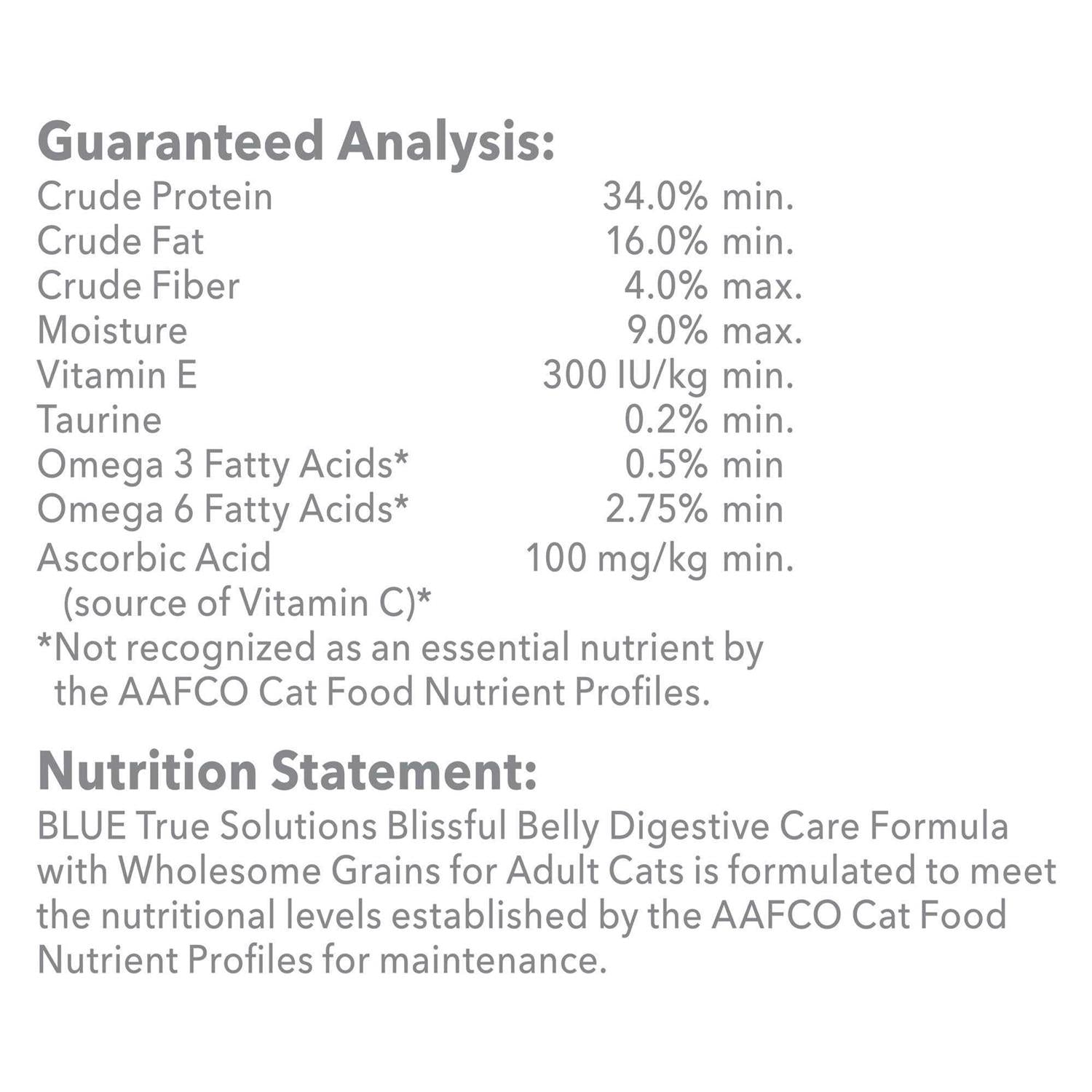 Blue Buffalo True Solutions Blissful Belly Digestive Care Adult Dry Cat Food B2920