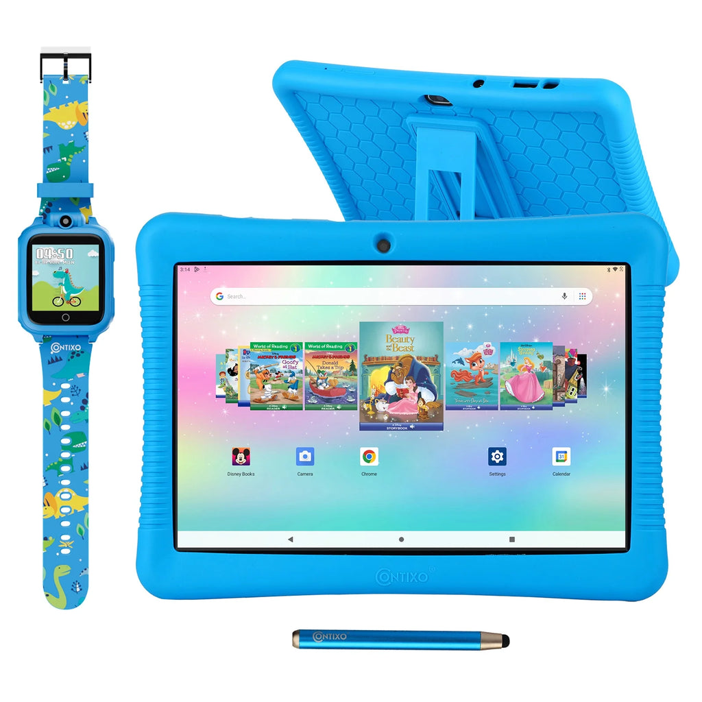 10" Android Kids Tablet and Smart Watch Bundle 64GB, Blue H604