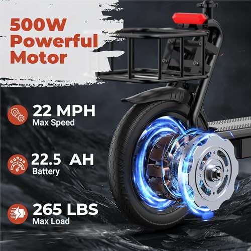 Electric Scooter with Seat, 500W Motor, 14'' Tires, Foldable E-Scooter with Suspension P688