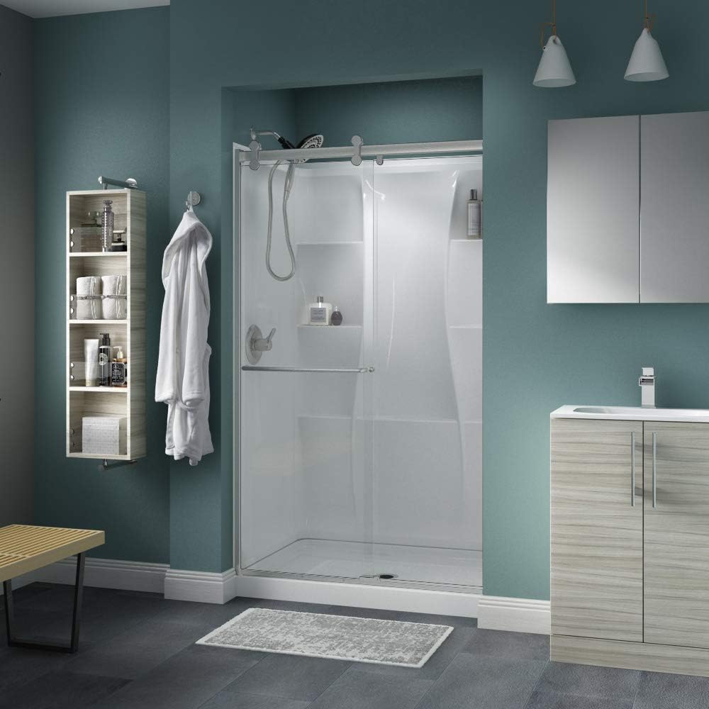 Semi-Frameless Sliding Shower Door 48in.x71in, Nickel Track T993784