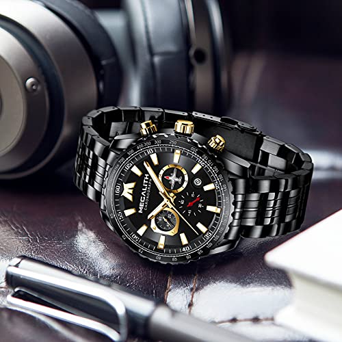 Mens Analog Quartz Chronograph Military Watch 46mm Stainless Steel X991100