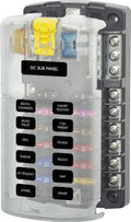 12 Circuits Blade Fuse Block with Negative Bus & Cover J393