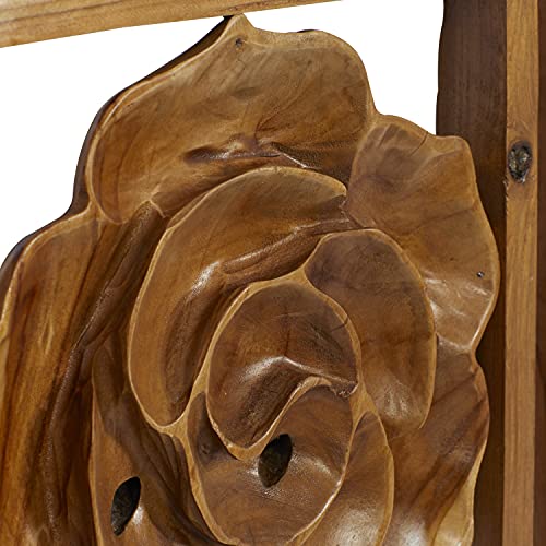 Set of 6 Brown Teak Wood Wall Sculpture B520803