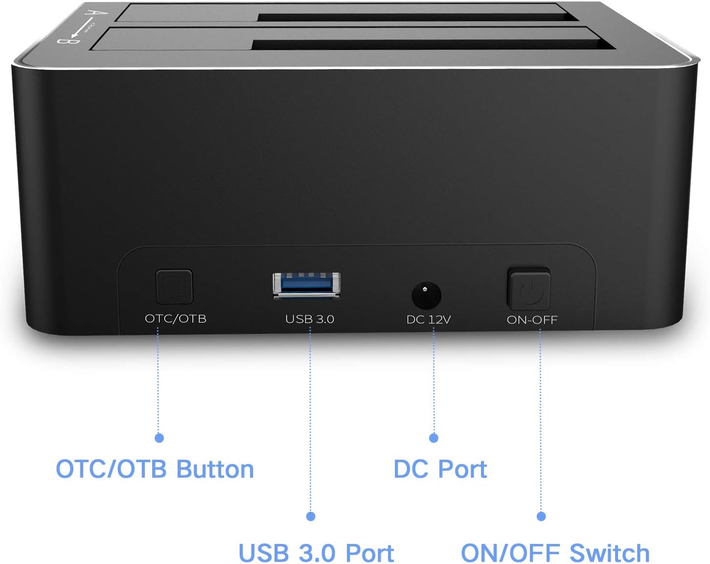 SATA to USB 3.0 Dual Bay Hard Drive Dock for 2.5 and 3.5 SATA HDD SSD with SD TF Card Reader 2 USB 3.0 Ports External Hard Drive Docking Station Pack of 2 H930000