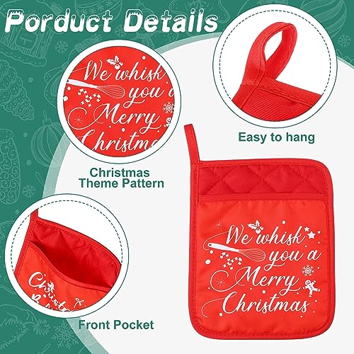 24 Piece Red Christmas Pot Holders with Pockets Oven Mitts S326868