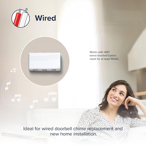 White Wired Mechanical Doorbell Chime, Plastic, 80 dB A509