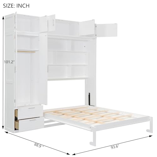 Gray Wood Twin Murphy Bed with Light and USB D346