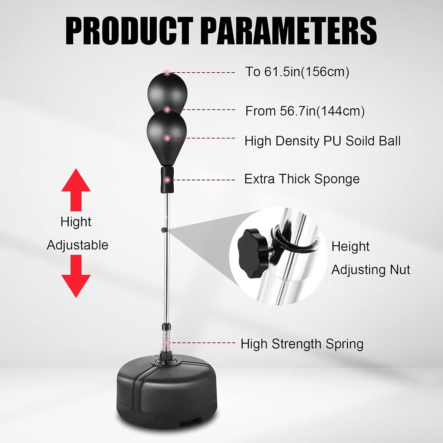 Black Reflex Bag Punching Boxing with Adjustable Height Spring L514