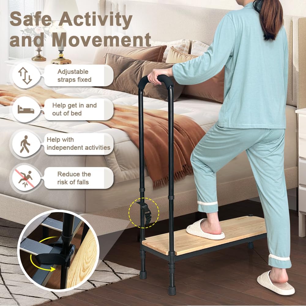 Adjustable Height Bed Step Stool with Handrails K835