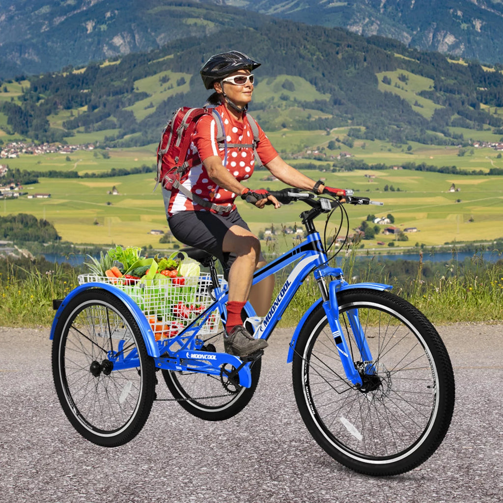 24/26/27.5 Inch 7 Speed Three Wheel Tricycle with Cargo Basket G9318