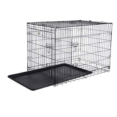 42-Inch Collapsible Dog Crate with Divider Wall Panel (Black) I710924
