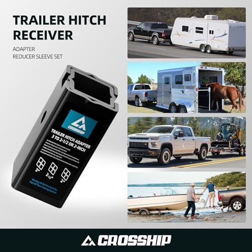 3 to 2-1/2 or 2-Inch Carbon Steel Black Trailer Hitch Adapter Set V701