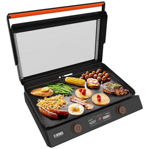 22-Inch Non Stick Ceramic Titanium Coated Stainless Steel Electric Griddle with Glass Hood K683920