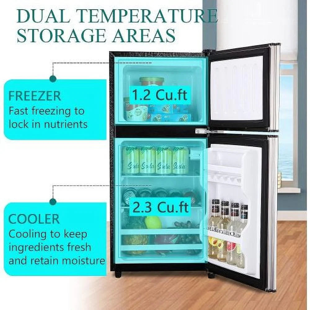 Silver Compact Mini Fridge with Freezer and 2 Door P477417