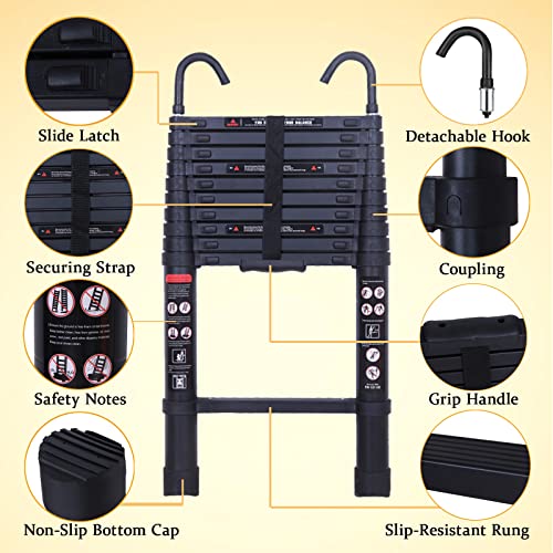 20.5ft Aluminum Telescoping Ladder with 2 Roof Hooks J870