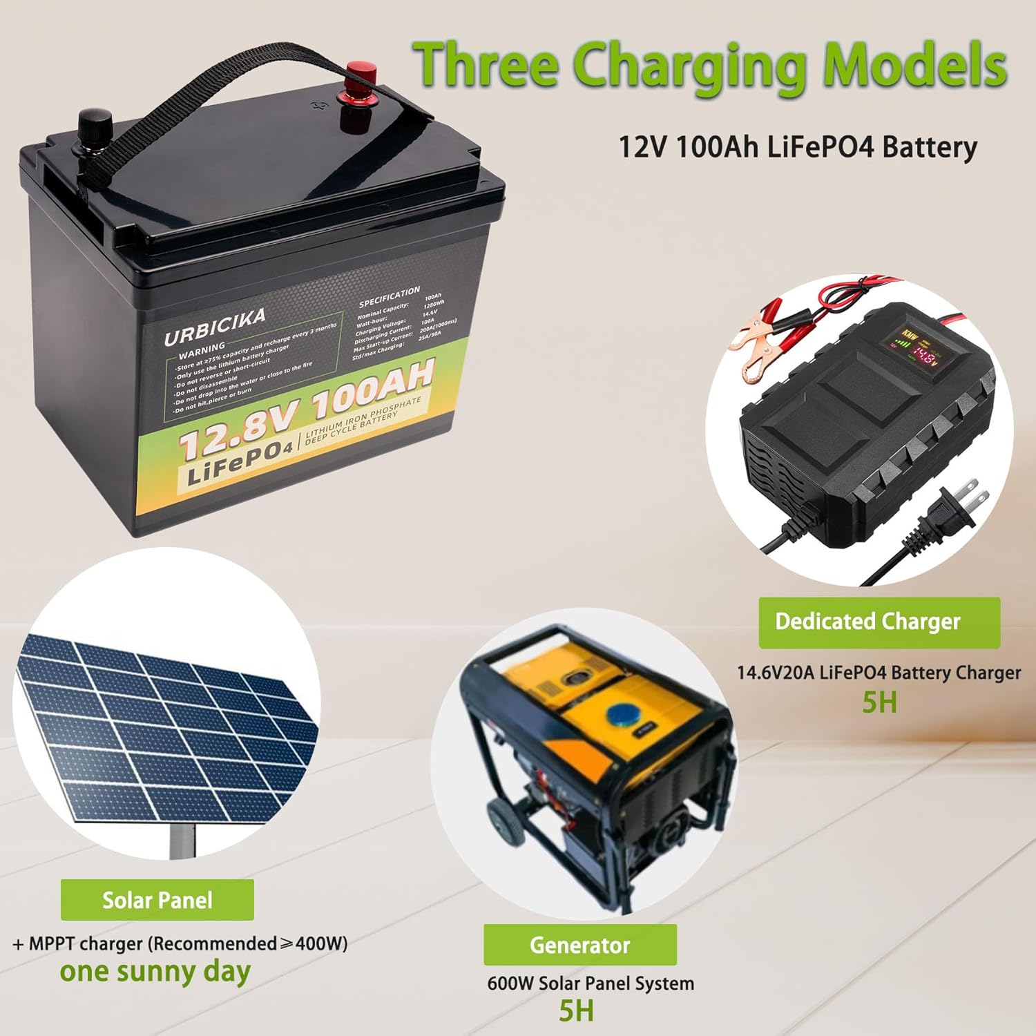 12V 100AH LiFePO4 Lithium Battery 100A BMS B95248