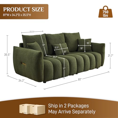 Black Oversized 3 Seater Boucle Sofa with 3 Pillows N5025