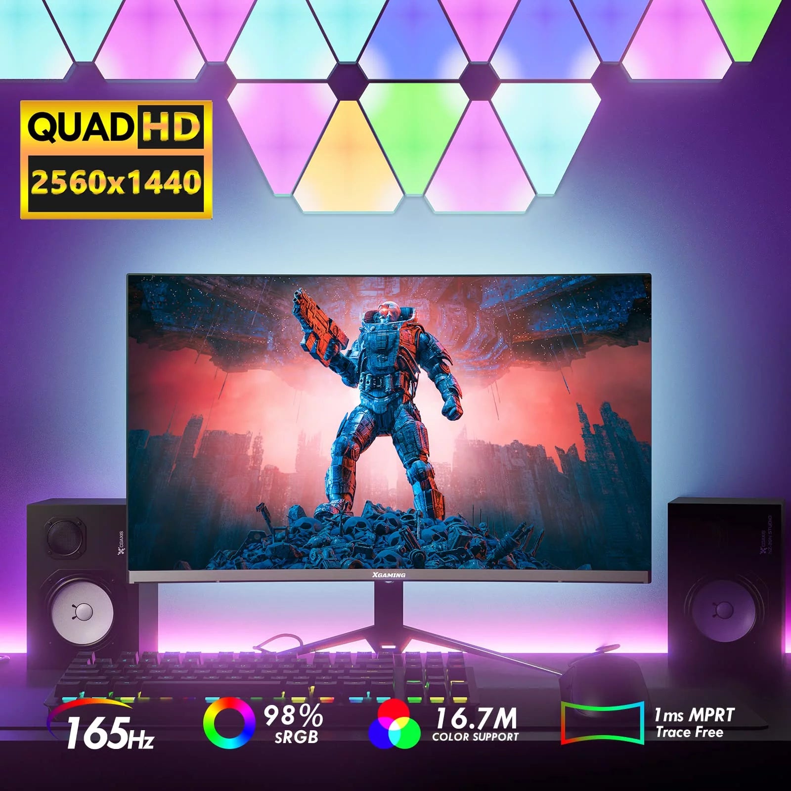 27-inch 165Hz Curved Gaming Monitor, 1440p QHD HDR Computer Monitor, Metal Black I746219