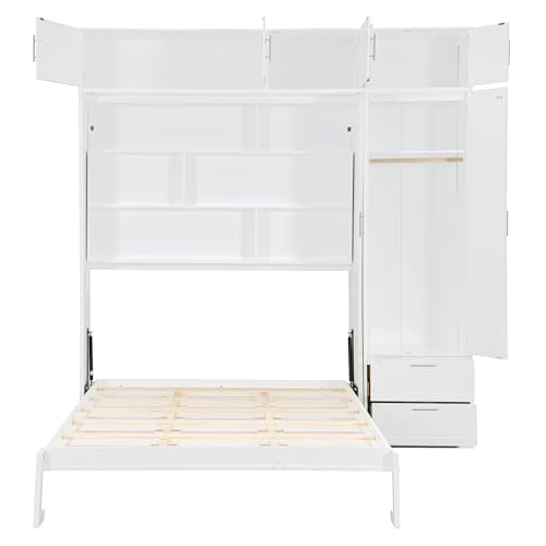Gray Wood Twin Murphy Bed with Light and USB D346